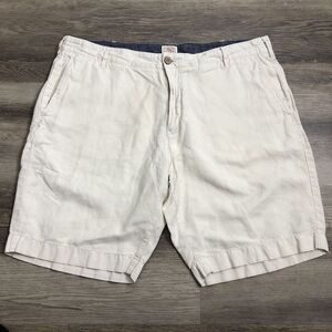Mens Faherty Shorts Size 36 Linen Cotton Blend Light Breathable Beige Chino